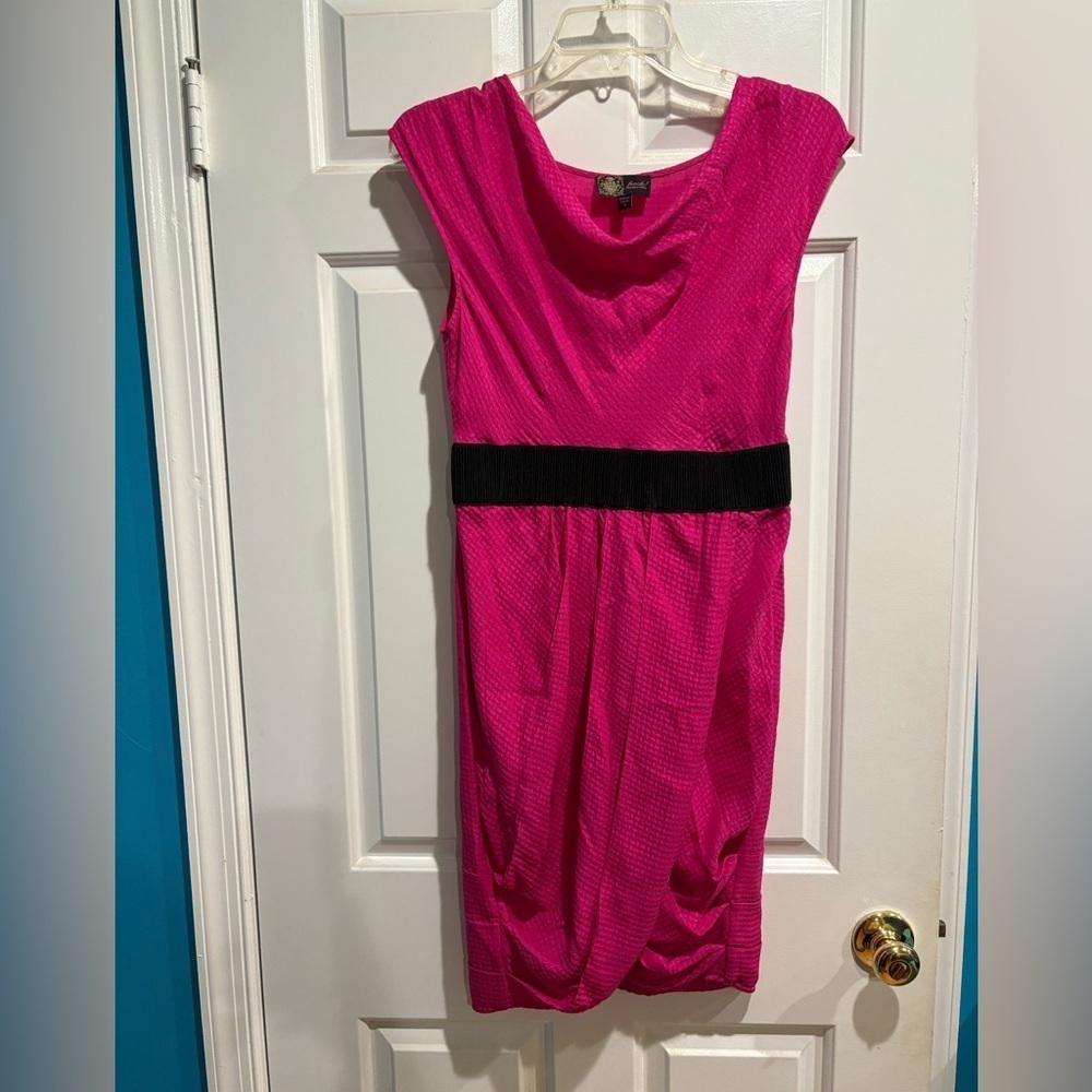 Frock! By Tracy Reece silk mini dress hot pink black sz 4  wedding guest